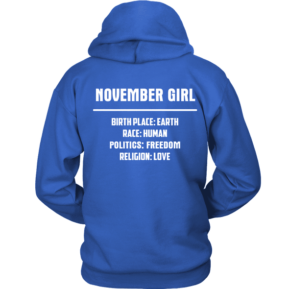 Limited Edition **November Girl Birth Place** Shirts & Hoodies
