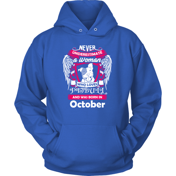 October Women Who Loves Pitbull Shirt, Hoodie & Tank