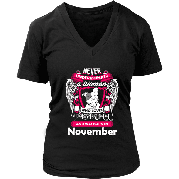 November Women Who Loves Pitbull Shirt, Hoodie & Tank
