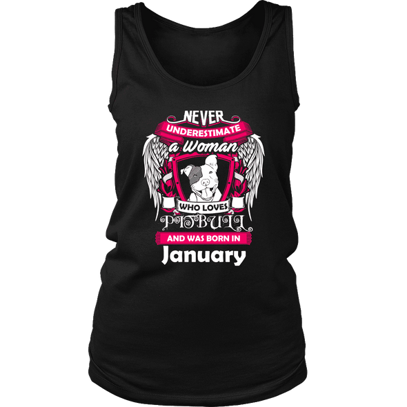 January Women Who Loves Pitbull Shirt, Hoodie & Tank