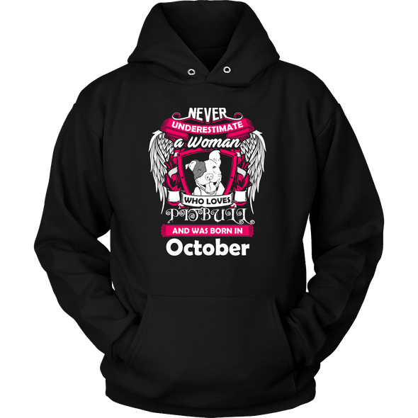 October Women Who Loves Pitbull Shirt, Hoodie & Tank