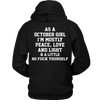 Limited Edition **October Girl Peace Love** Shirts & Hoodies