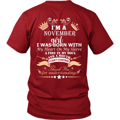 Save $10 Today (Offer Ends Soon) - November Born Girl Back Printed***Limited Edition*** Shirts