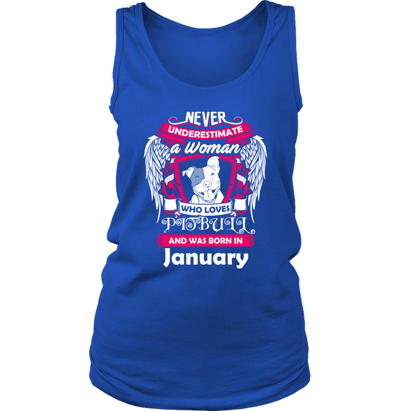 January Women Who Loves Pitbull Shirt, Hoodie & Tank