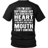 Limited Edition ***September Guy Heart On Sleeve Back Print*** Shirts