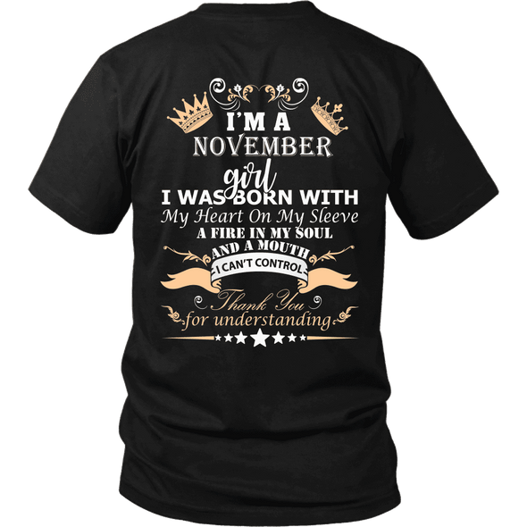 Save $10 Today (Offer Ends Soon) - November Born Girl Back Printed***Limited Edition*** Shirts