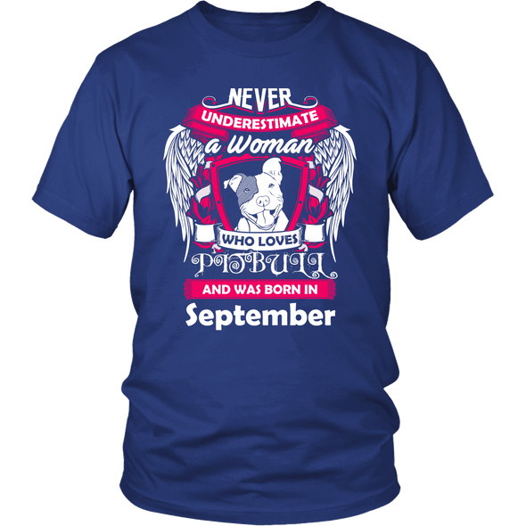 September Women Who Loves Pitbull Shirt, Hoodie & Tank