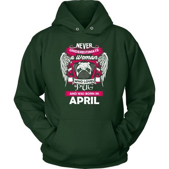 April Women Who Loves Pug Shirt, Hoodie & Tank