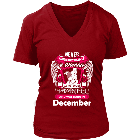 December Women Who Loves Pitbull Shirt, Hoodie & Tank