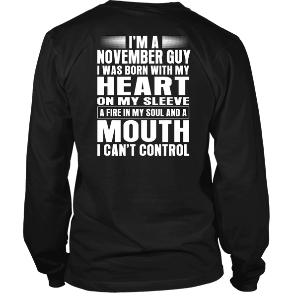 Limited Edition **November Guy Heart On Sleeve Back Print*** Shirts & Hoodies