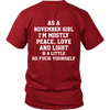Limited Edition ***November Girl Peace Love*** Shirts & Hoodies