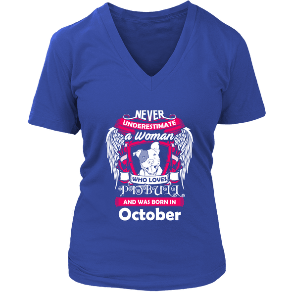 October Women Who Loves Pitbull Shirt, Hoodie & Tank