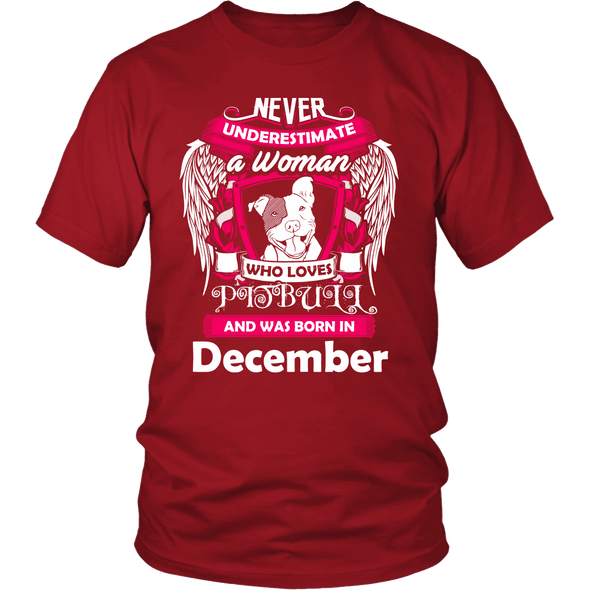 December Women Who Loves Pitbull Shirt, Hoodie & Tank