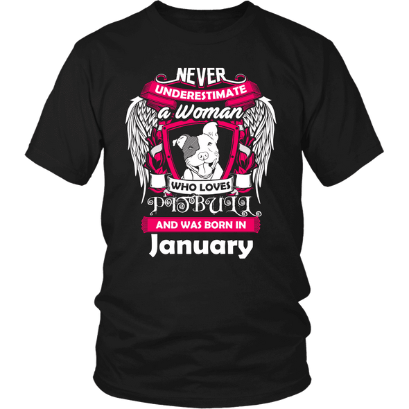 January Women Who Loves Pitbull Shirt, Hoodie & Tank