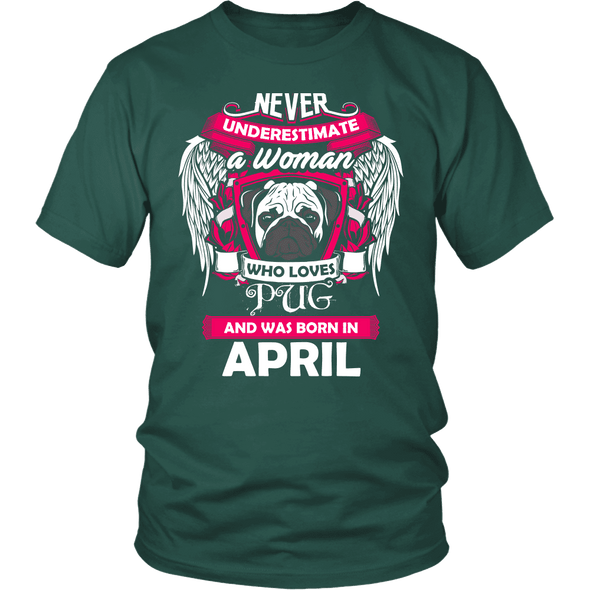April Women Who Loves Pug Shirt, Hoodie & Tank