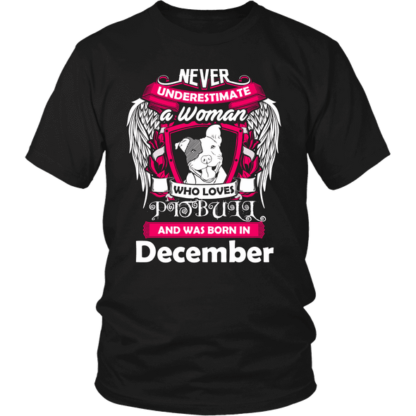 December Women Who Loves Pitbull Shirt, Hoodie & Tank