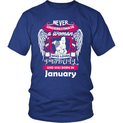 January Women Who Loves Pitbull Shirt, Hoodie & Tank