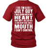 Limited Edition ** July Guy Heart On Sleeve Back Print*** Shirts & Hoodies
