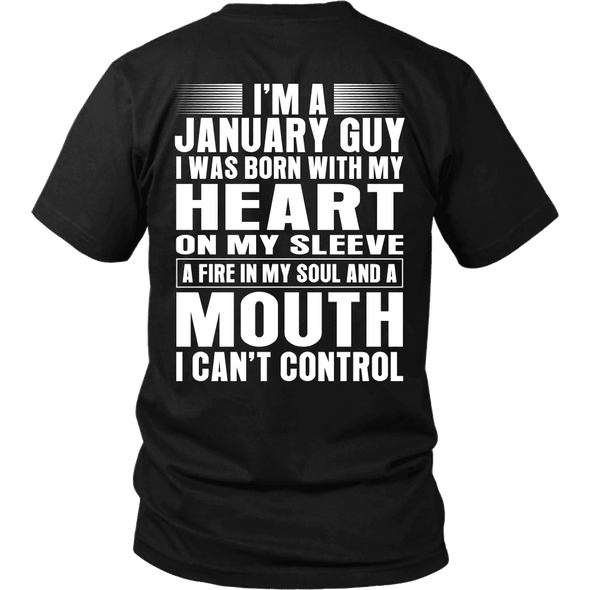 Limited Edition **January Guy Heart On Sleeve Back Print*** Shirts & Hoodies