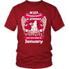 January Women Who Loves Pitbull Shirt, Hoodie & Tank