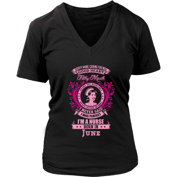 June Born Good Heart Nurse Shirt, Hoodie & Tank