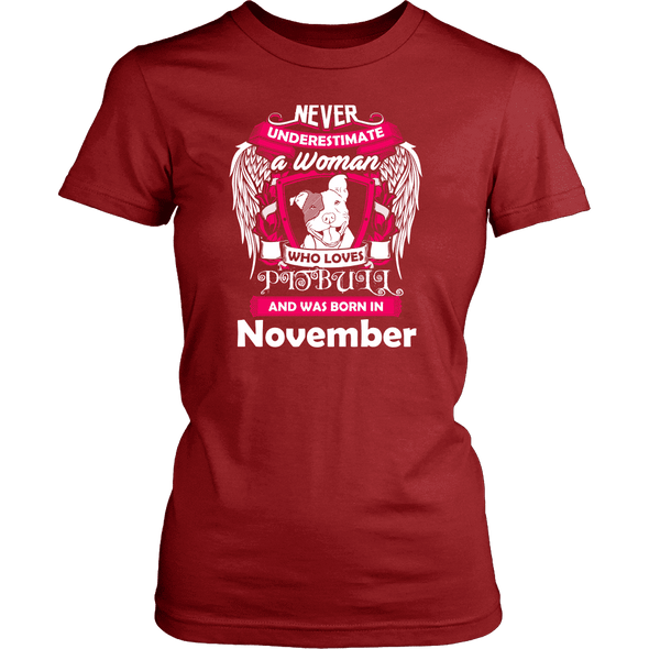 November Women Who Loves Pitbull Shirt, Hoodie & Tank