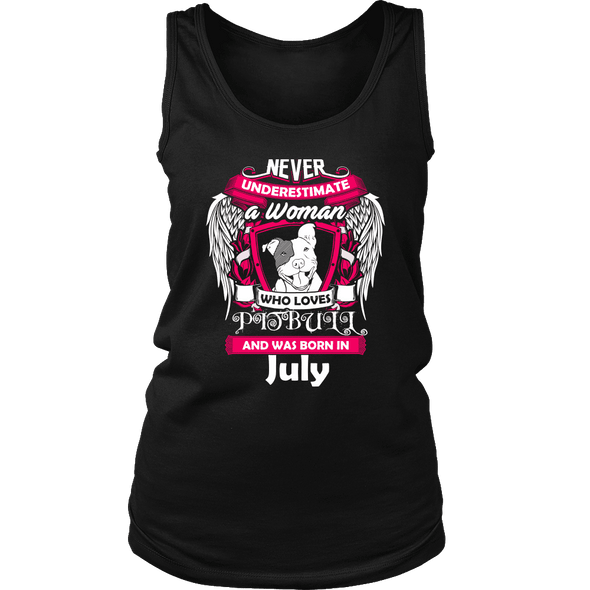 July Women Who Loves Pitbull Shirt, Hoodie & Tank