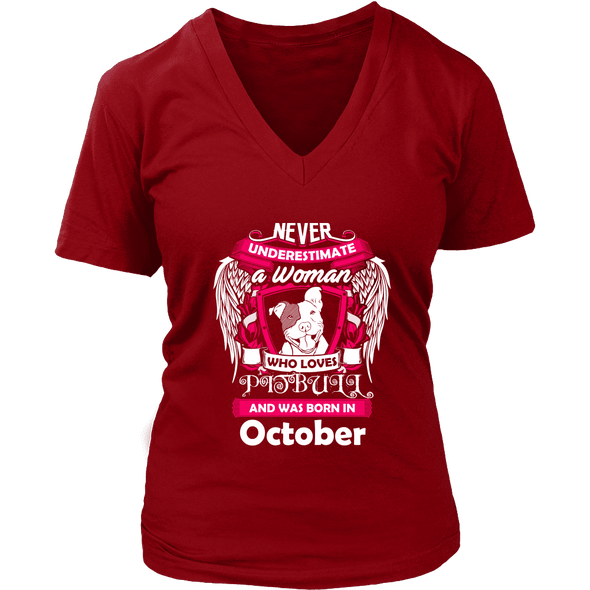 October Women Who Loves Pitbull Shirt, Hoodie & Tank