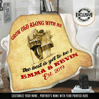 GROW OLD WITH ME PERSONALIZED COUPLE BLANKET