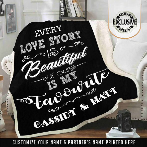 Every Love Story Personalized Couple Fleece Blanket