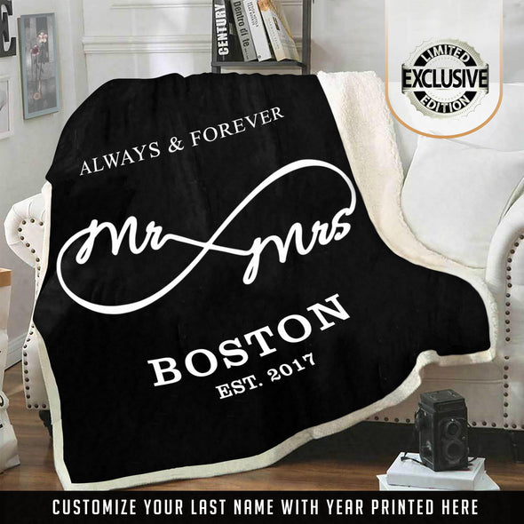Mr & Mrs. Personalized Blanket With Name And Wedding Year
