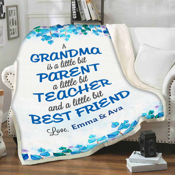 My Grandma, My Best Friend Personalized Blanket with Grand Kids Names/Grandpa/Grandma/Papa/Mamma/Auntie