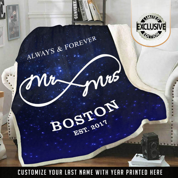 Mr & Mrs. Personalized Galaxy Blanket With Name And Wedding Year