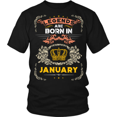 Newly Launched **Legends Are Born In January** Shirts & Hoodies