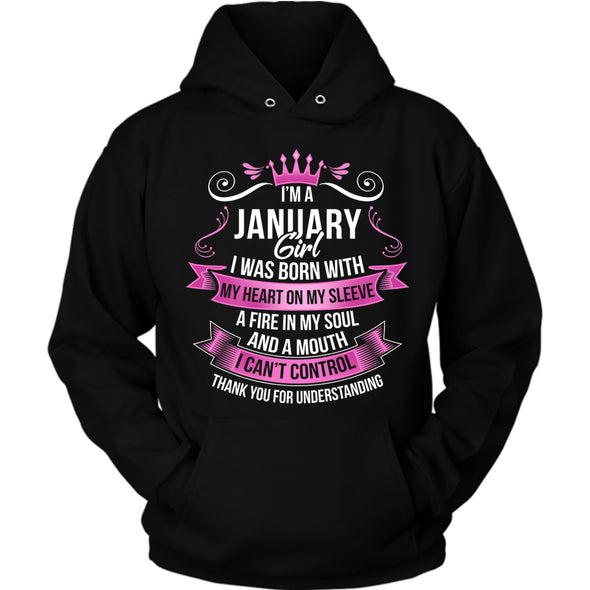 Just Launched **January Girl - Heart On Sleeve** Shirts & Hoodies